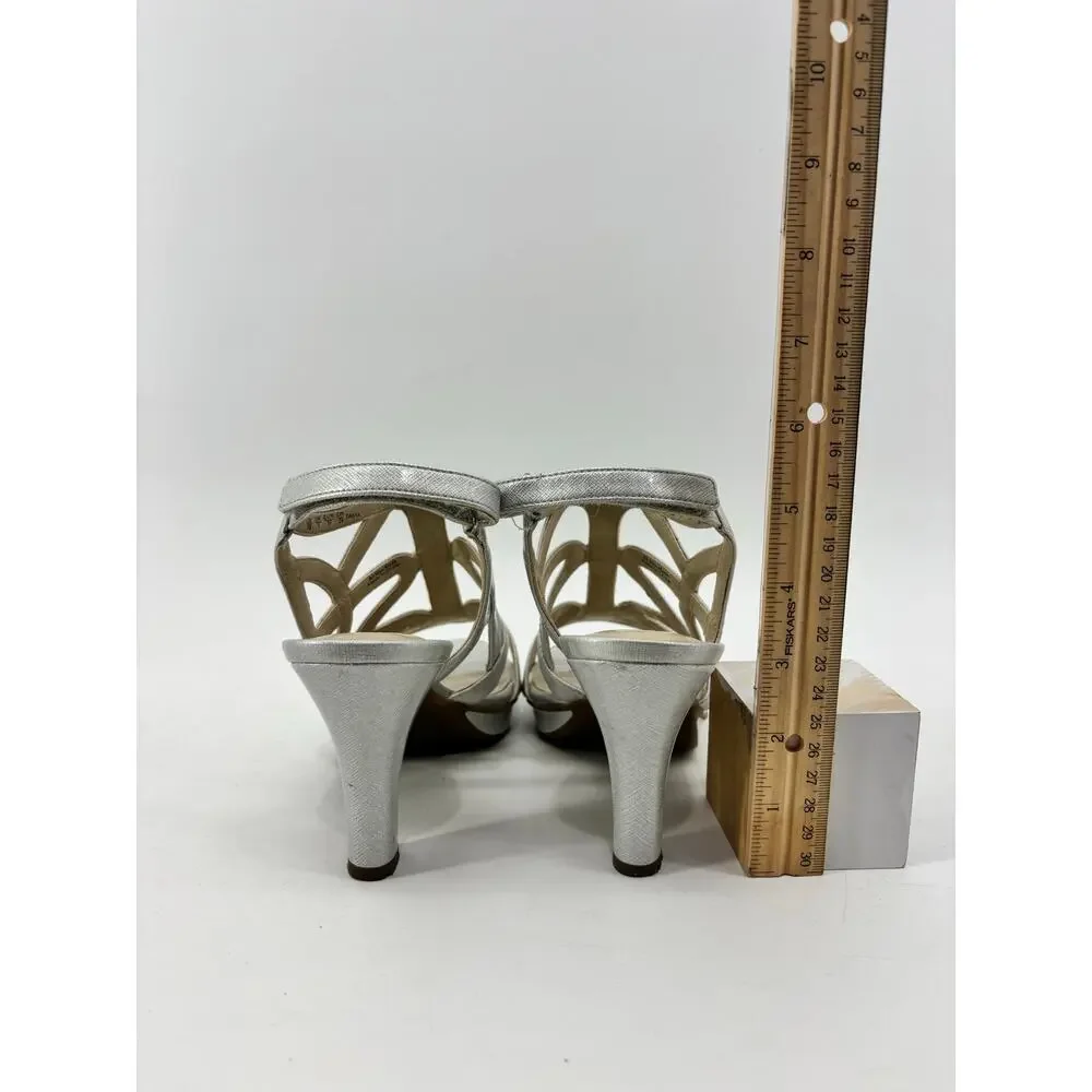 Naturalizer Danya Womens Size 7 Sandals Silver Metallic Strappy Heels